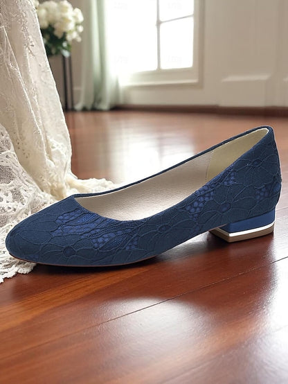Wedding Women's Lace Low Ivory Flats Heel