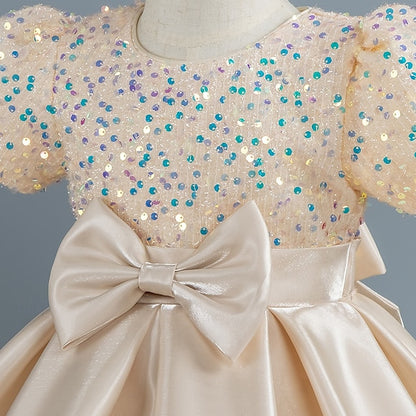 Sleeve Toddler Wedding Girls' Sequin Dress Party Short
