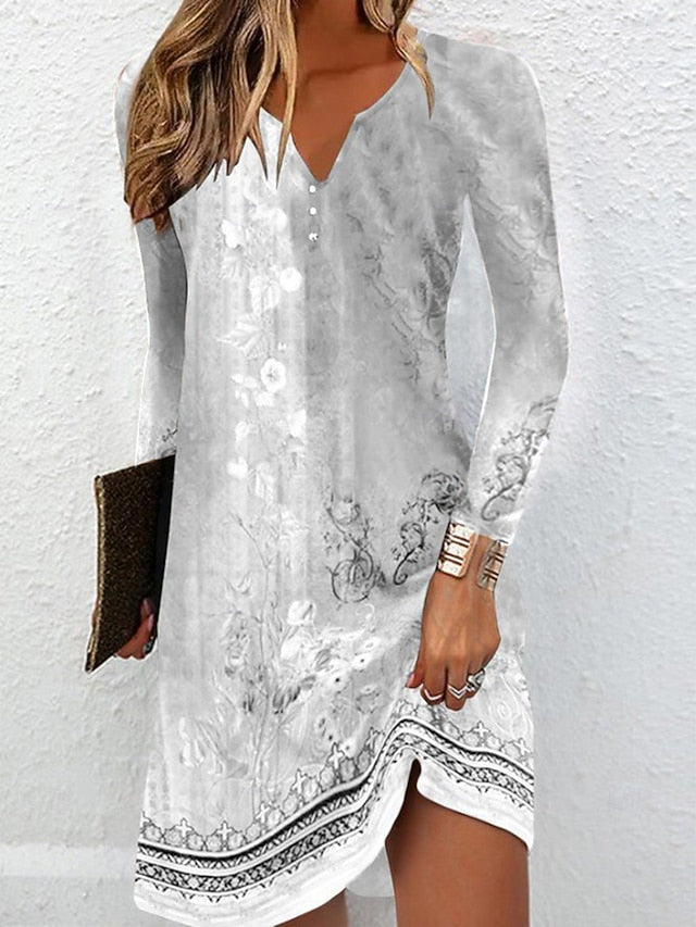 Women's Mini Dress Floral Dress Print Dress Fashion Modern