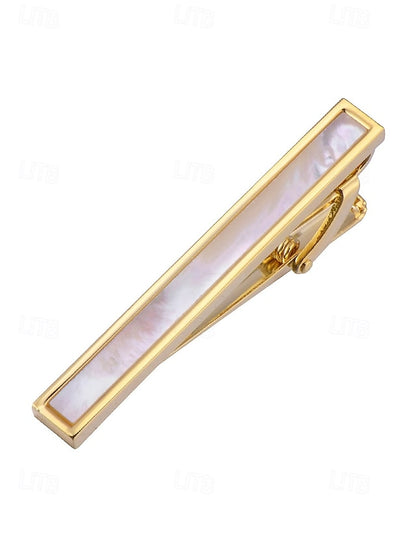with clip tie pearl mother Men's and brass inlaid of