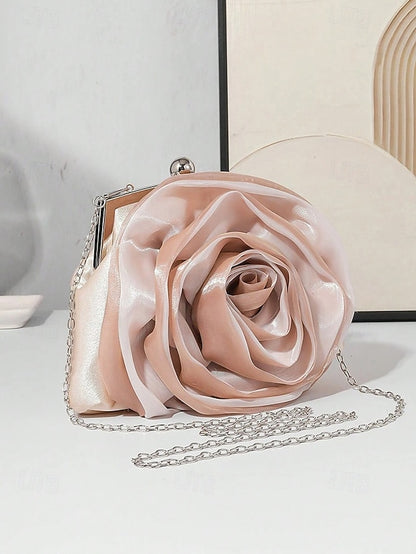 Purse Satin Flower Clutch Rose Women's – Evening Elegant