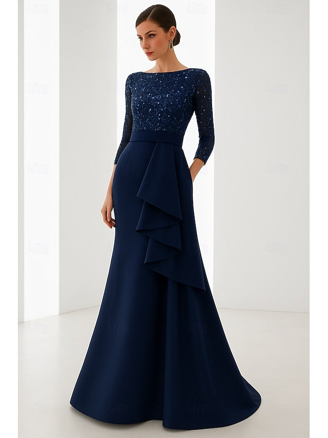 Wedding Blue Formal Mermaid Elegant Gown Black Dress Evening