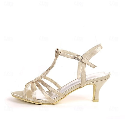 Sandals Strappy Women's – Satin Mid-Heel Purple Elegant