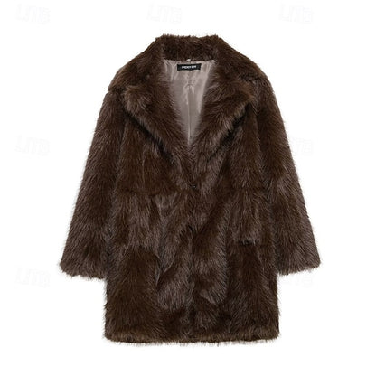 Women's Pocket Warm Fur Faux Furs Coat Comfortable