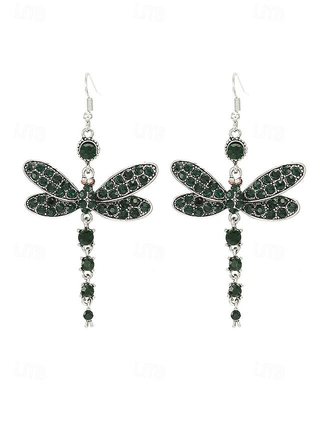 – Colorful Earrings Dragonfly Vintage Crystal Style