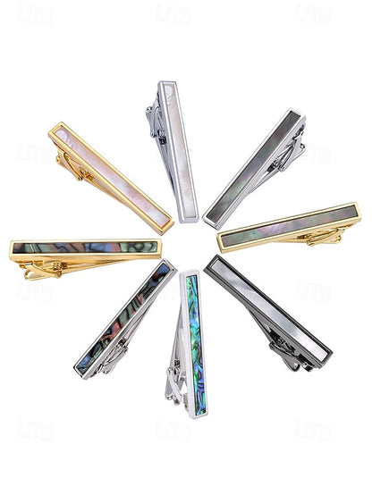 with clip tie pearl mother Men's and brass inlaid of