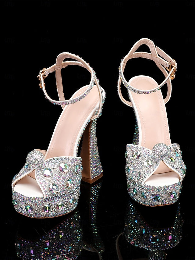 Women's Crystal-Embellished with Platform Sandals Glamorous