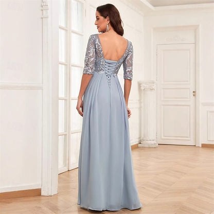 Simple Elegant Mother Floor Bride the Dress Crew of Neck