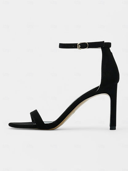 Strap Sandals Open-Toe Ankle Elegant Stiletto for - Women Black