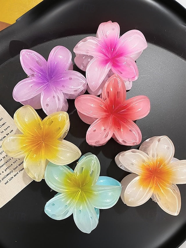 Clips Flower Hair Hawaiian 6PCS Resin – Tropical Plumeria