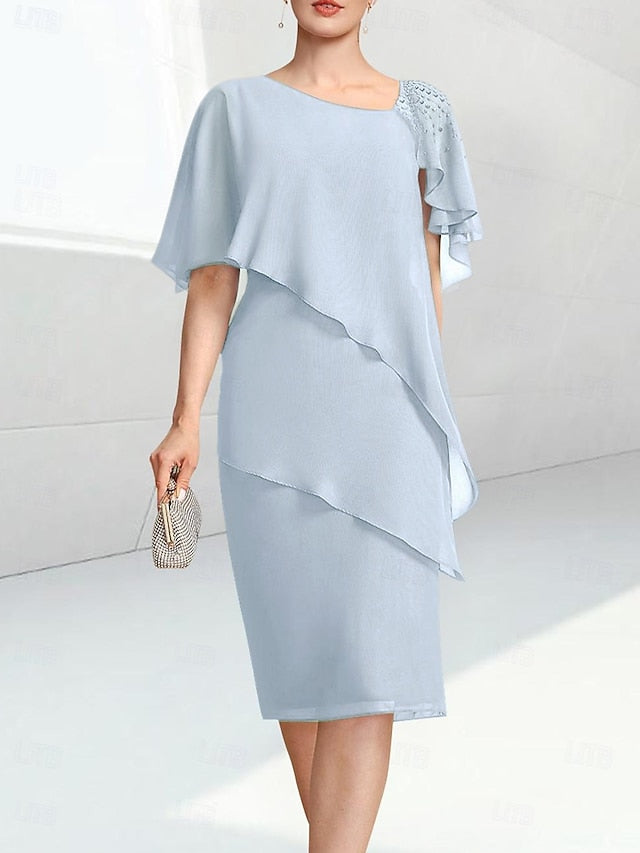 Bride Elegant Sheath Mother of Dress the Jewel Beach Wedding