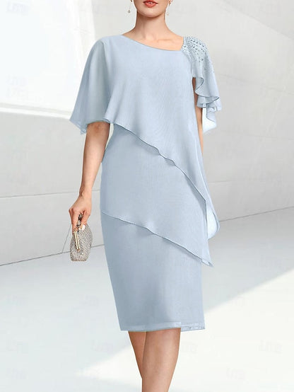 Bride Elegant Sheath Mother of Dress the Jewel Beach Wedding