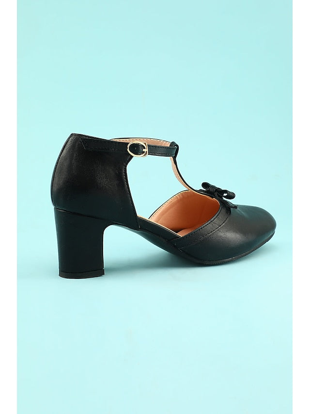 heels Chunky Vintage Retro Heels Roaring T-strap 1950s Shoes 20s