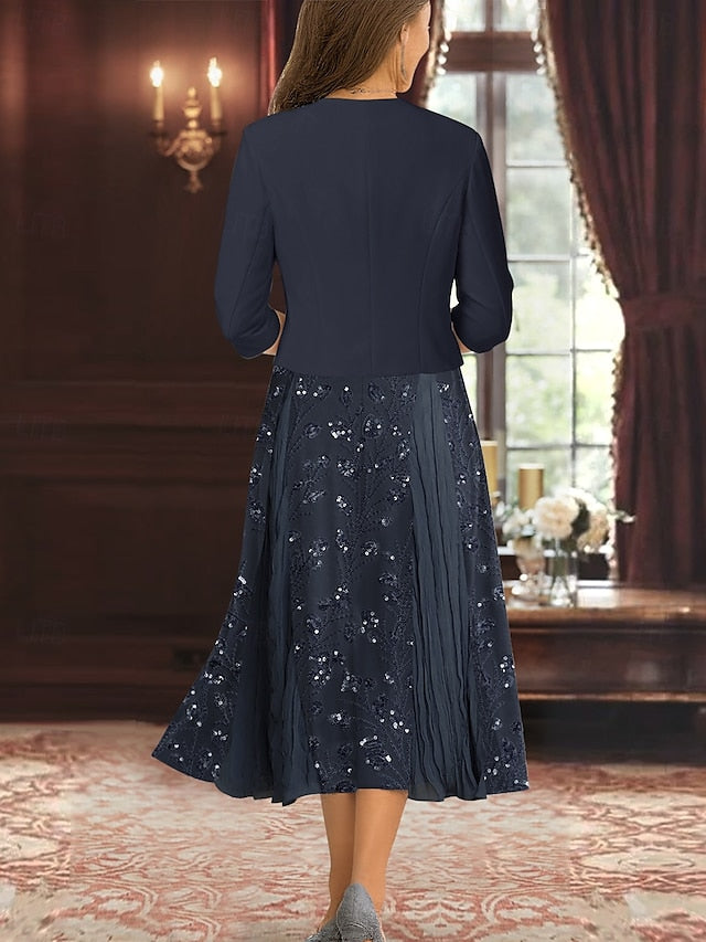 Simple Piece A-Line Dress Bride of Elegant Mother Two the