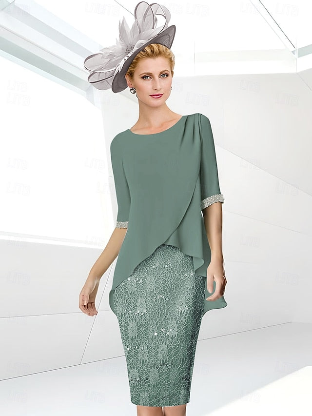 Mother Elegant Jewel Dress Beach the Wedding Sheath of Bride