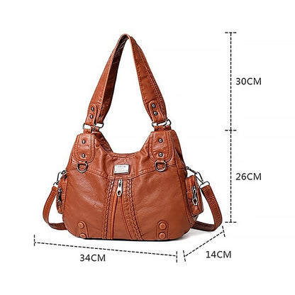 Boston Leder Handtasche Schultertasche Damen Hobo PU