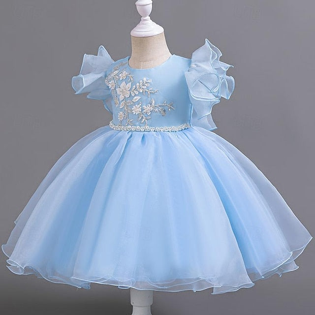 Kids Party Girls' Sequin Sleeveless Dress Floral Wedding