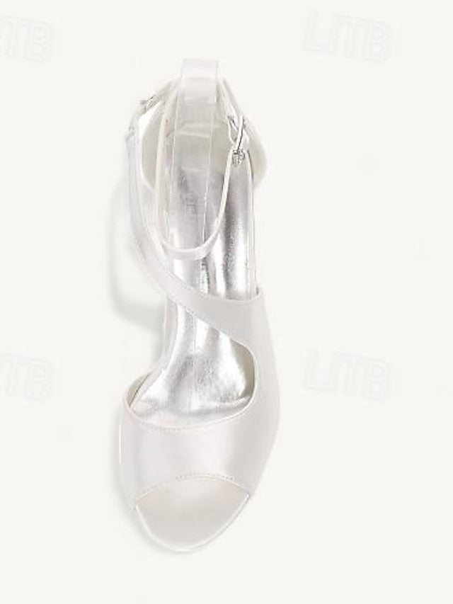 Kitten Wedding Shoes Bridal Buckle Heel Open Women's