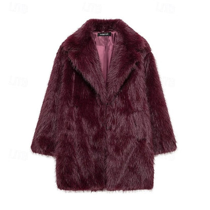 Women's Pocket Warm Fur Faux Furs Coat Comfortable