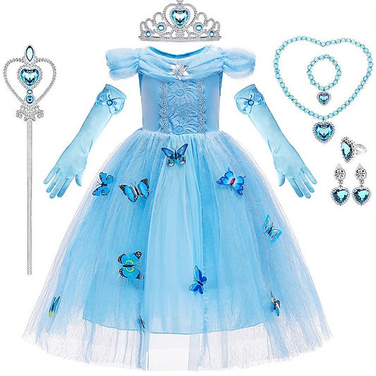 Princess Flower Frozen Party Elsa Dress Theme Girl Costume Tulle
