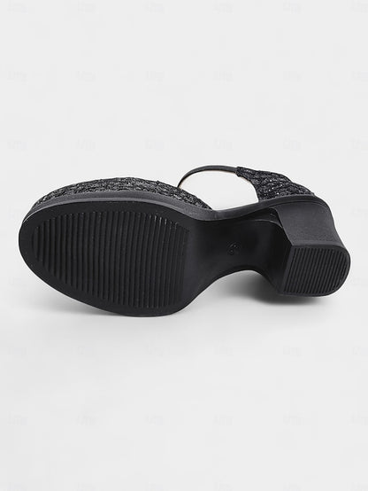 Women's Heel Mary Low Jane Lace - Chunky Shoes Comfortable