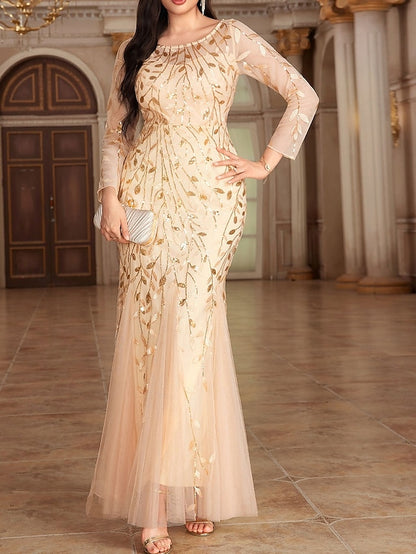 Crew Elegant Neck the Floor of Party Mother Dress Bride