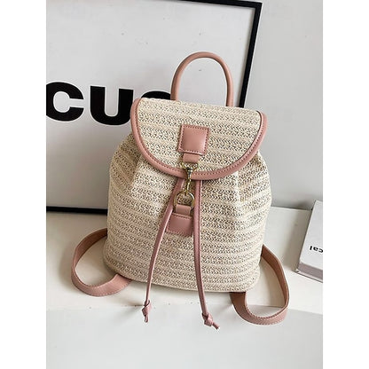 Straw Rattan Women with Bag Woven – Boho for Backpack Travel