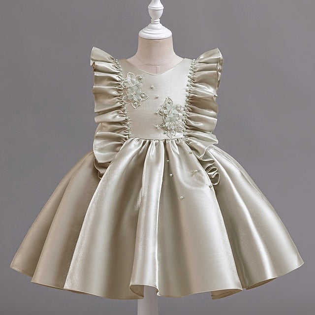 Girls' Wedding Dress Party Floral Toddler Sleeveless