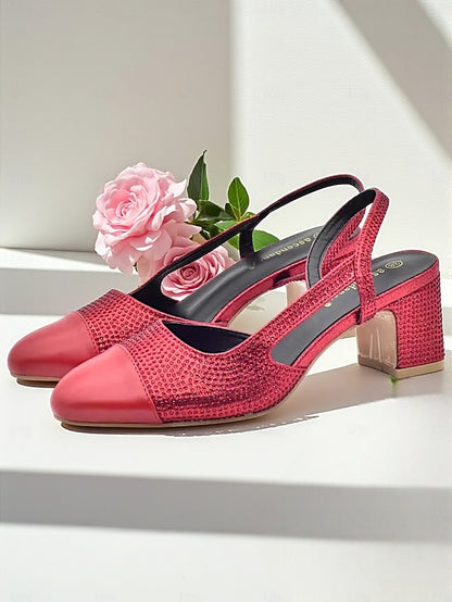 Clutch Set Women's Gold Heel Block Sandals and Matching -