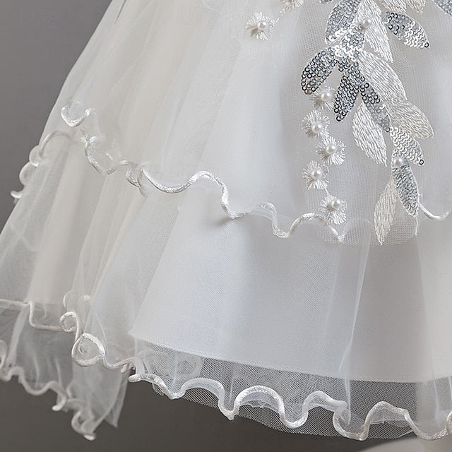 Dress Wedding Sleeve Girls' Kids Short Flower Floral Party