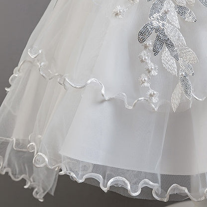 Dress Wedding Sleeve Girls' Kids Short Flower Floral Party