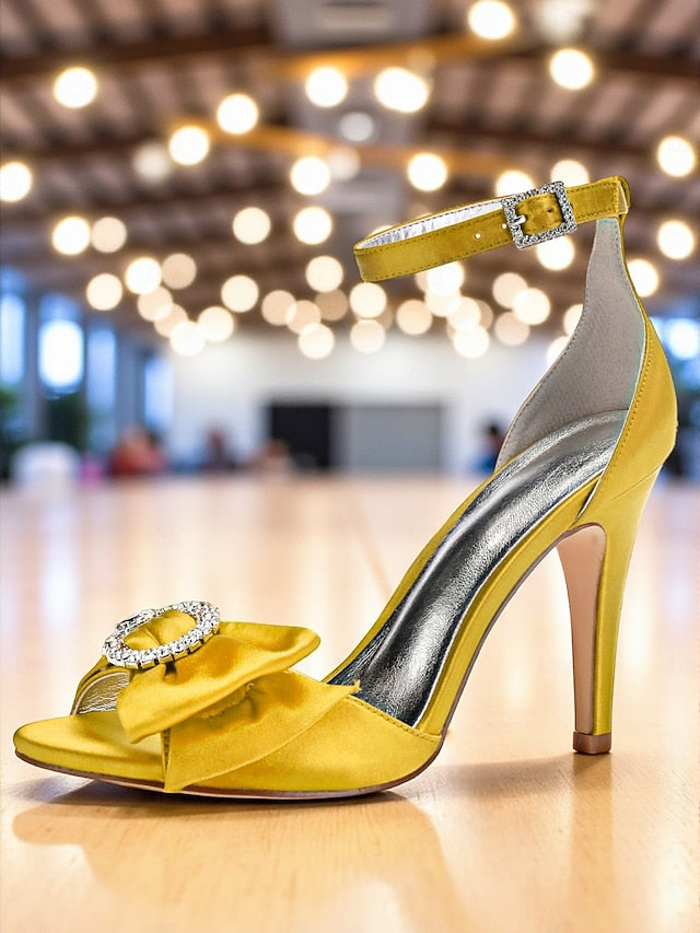 Rhinestone Women's Purple High with Satin Heel Sandals