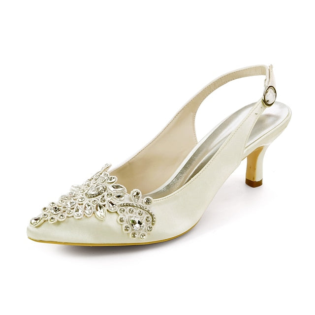 for with Heels Crystal - Beige Slingback Embellishment Women