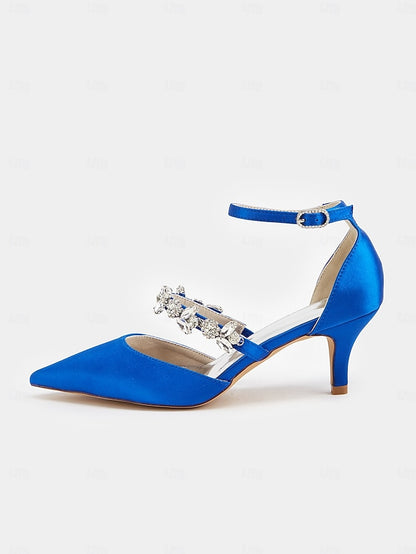 - Embellishments Rhinestone Satin Heels Black Women's with