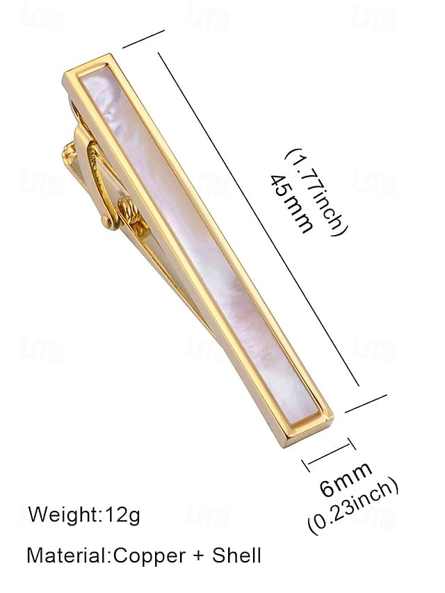 with clip tie pearl mother Men's and brass inlaid of