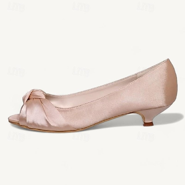 Kitten Satin Elegant Peep-Toe Heels Women's Pink - Blush