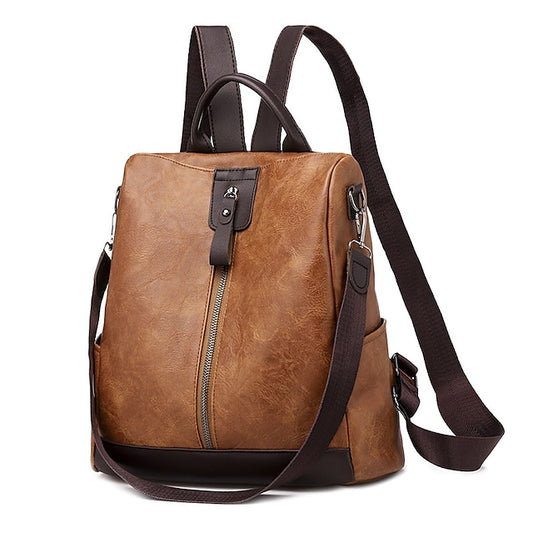 Wandelbarer Rucksack Kunstleder Karamell Geldbörse Damen
