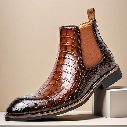 Chelsea Boots Brown Pattern Men's Crocodile – Slip-On