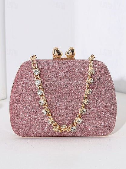 with Clutch Sage Rhinestone Green Evening Glitter Women's