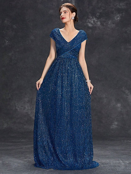 V Dress the Bride Mother Neck Party Elegant Floor of