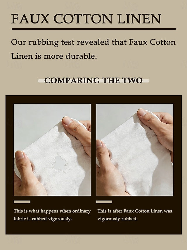 Women's Faux Cotton Linen Plain Basic Short Sleeve Crew