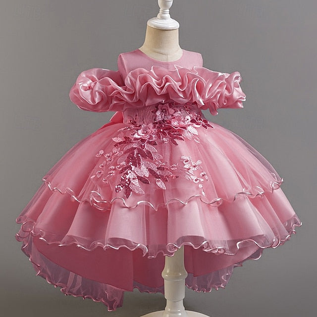 Wedding Sleeve Short Floral Party Kids Dress Girls' Flower