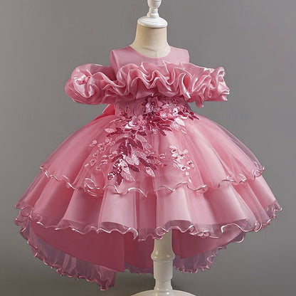 Wedding Sleeve Short Floral Party Kids Dress Girls' Flower