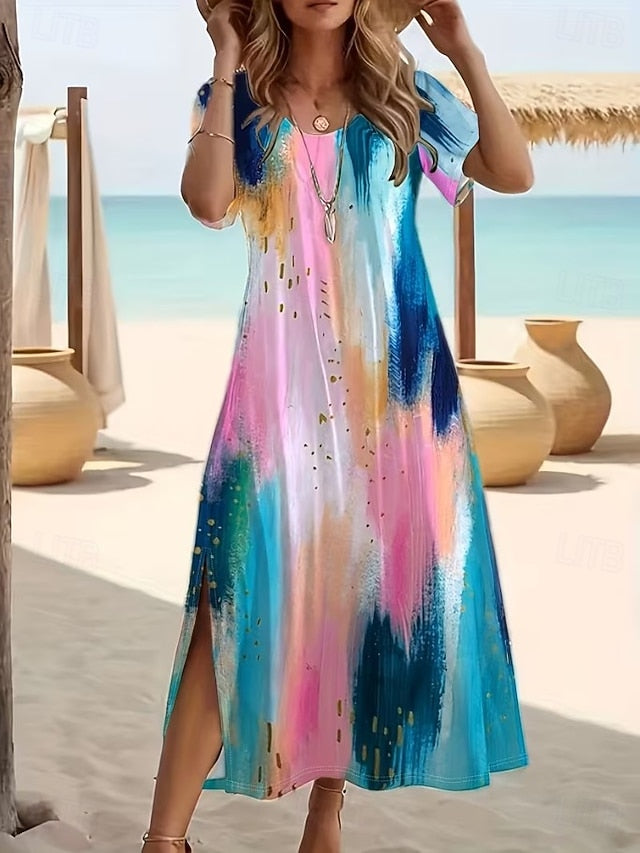 Women's Maxi Dress T Shirt Dress Tee Dress Vacation Outdoor