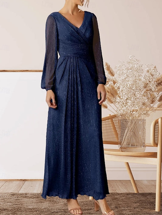 Mother Bride V of Guest Wedding Neck the A-Line Elegant Dress