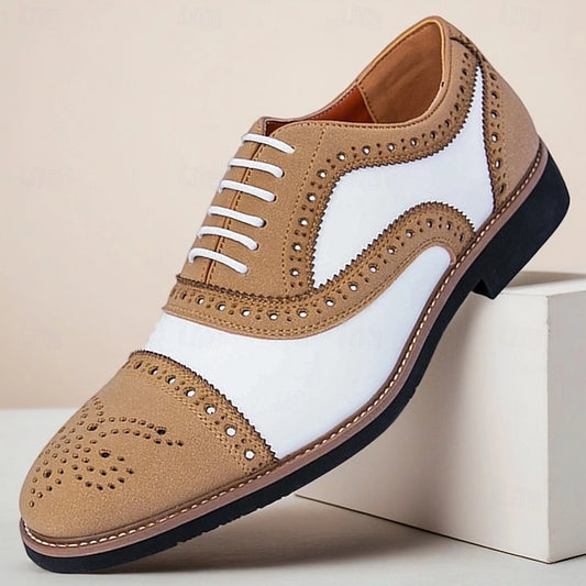 and Brogue Brown Shoes with White Oxford Classic Men's