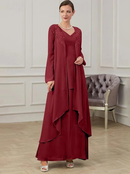 Two Formal Mother the Piece of Bride Floor Wedding Guest Dress