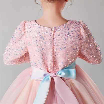 Girls' Flower Kids Solid Party Color Girl Dress