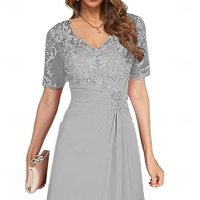 Bride Neck V the Dress Elegant Simple A-Line of Mother