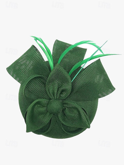 and Feather with Green Hat Fascinator Accents Women's Bow